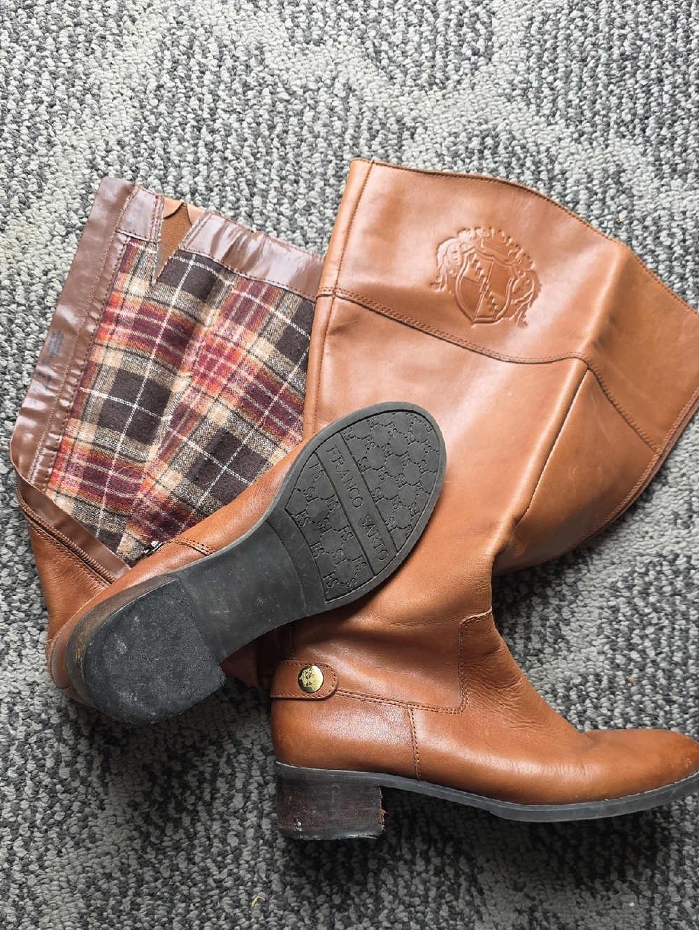 Franco Sarto Cognac Leather Mid-Calf Riding Boots